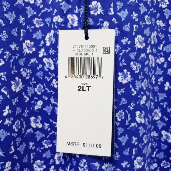 NWT POLO RALPH LAUREN Classic Floral SS Polo Shirt Men's 2XLT in Blue & White - Picture 4 of 8